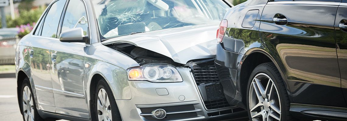 Car accident in road