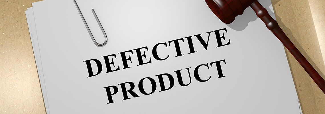 Defective Product file and gavel on table