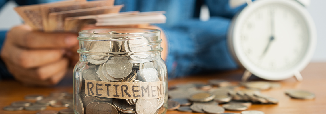 Coin in a glass bottle with retirement tag