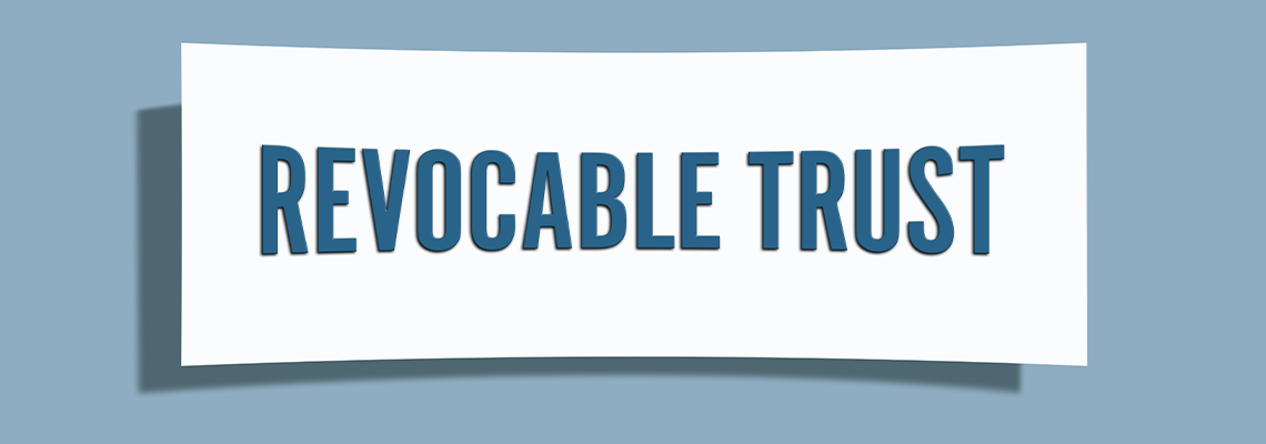 A revocable trust card isolated on blue background