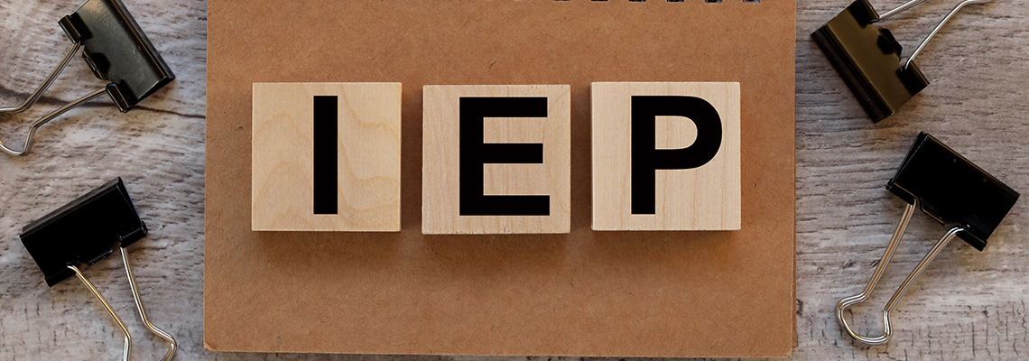 I.E.P. Individualized Education Plan. stamp blocks. text on wood blocks