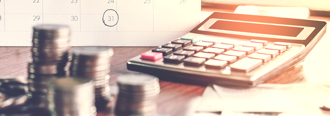 Debt collection and tax season concept with deadline calendar remind note