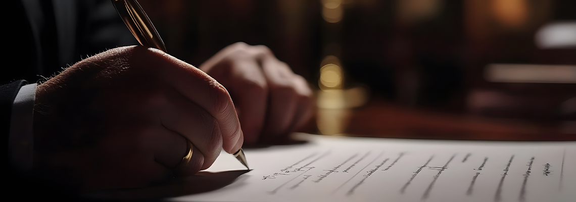 Lawyer’s Hands Signing Important Legal Documents with Precision