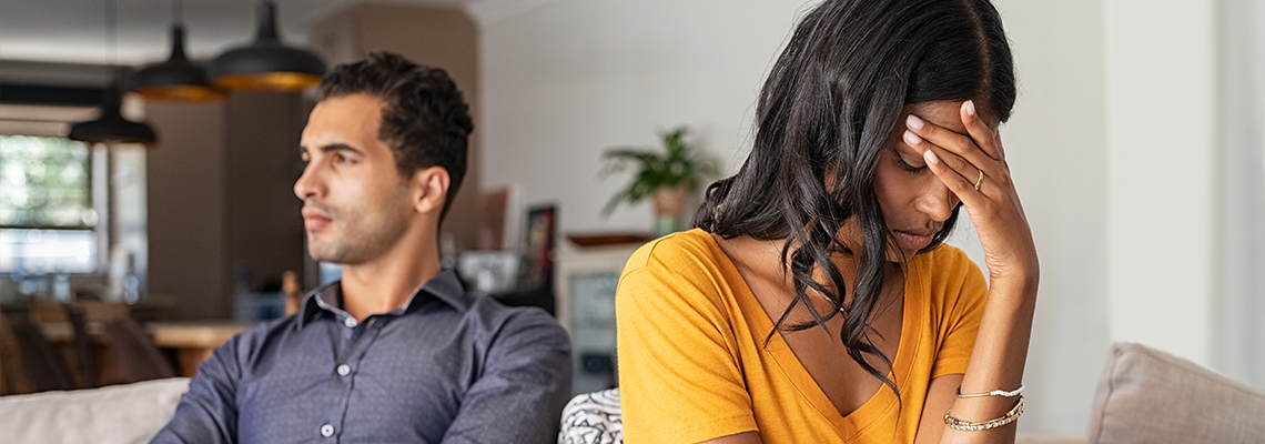 Young couple having argument at home