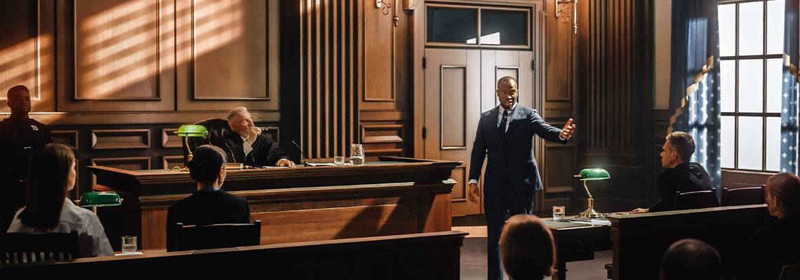 Male Public Defender Presenting Case