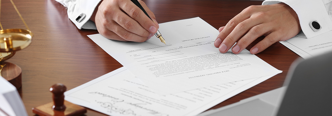 Notary public in office signing will document