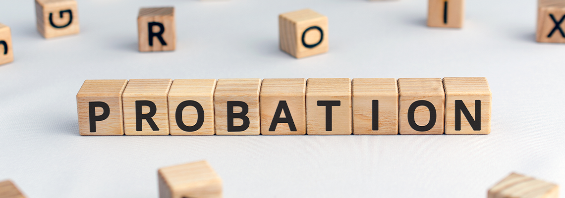 Probation - word from wooden blocks with letters, time criminal