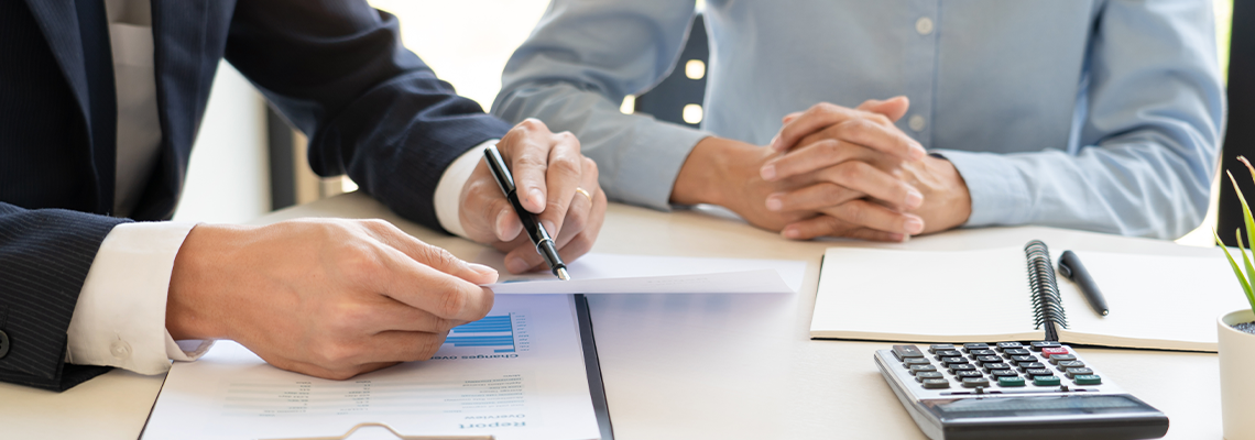 Estate management concept, business man and team analyzing financial