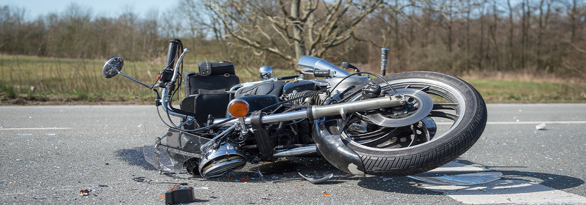 Motorcycle accident on the road