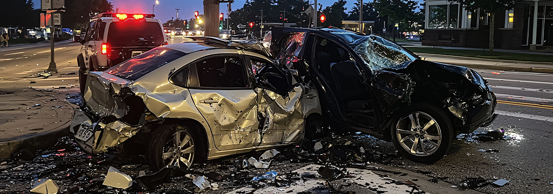 T-bone accident at a busy intersection during twilight hours