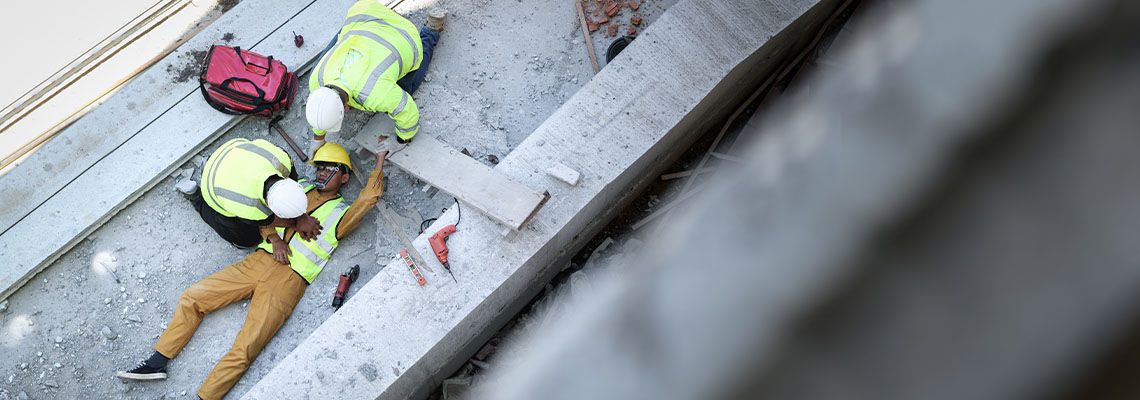 Accident at work in construction job