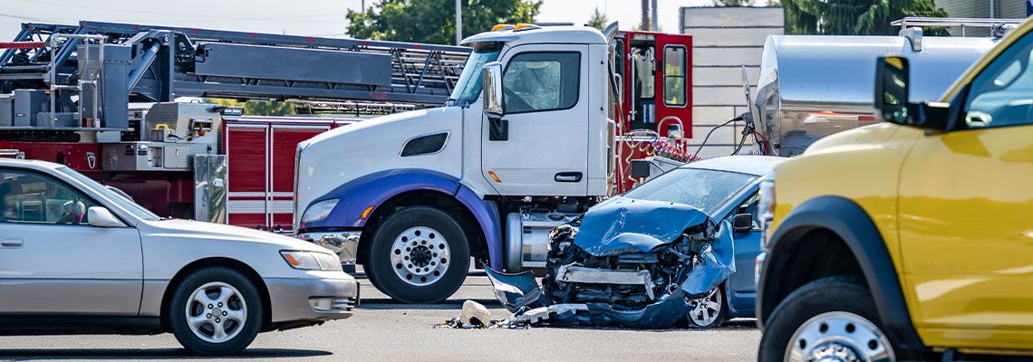 Tractor trailer accident with car on road
