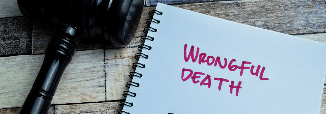 Concept of Wrongful Death write on book isolated on Wooden Table