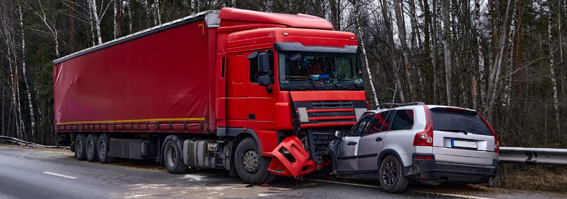 Truck accident on highway