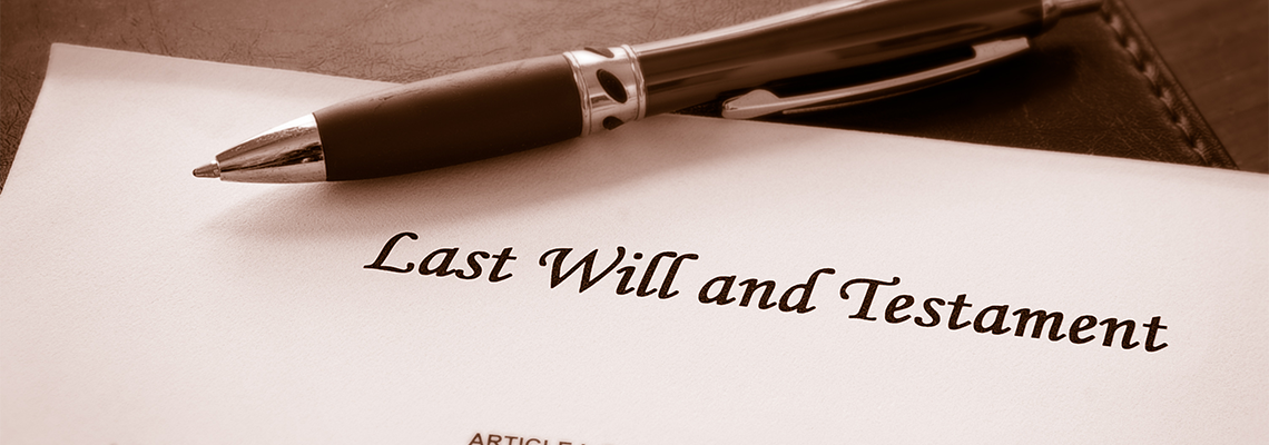 Last will and testament form with gavel and pen