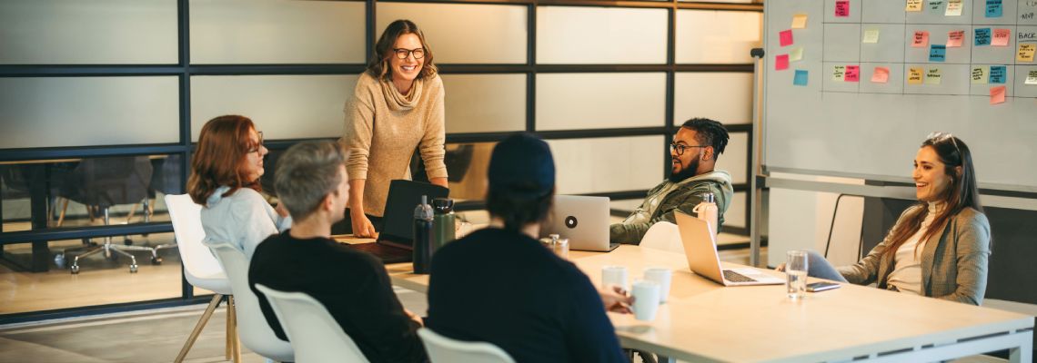 Boardroom meeting with team members