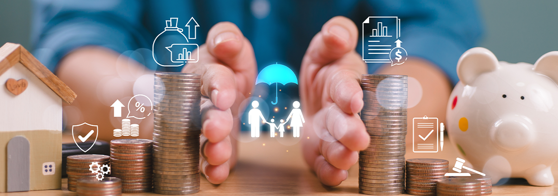 Hand separate saving money, finance inherit division, home loan, debt return, stack coin