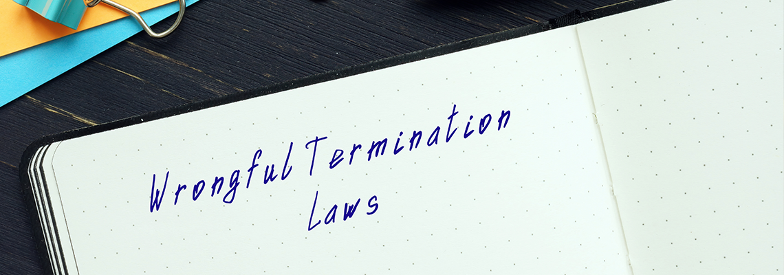 Legal concept about Wrongful Termination Laws with phrase on the sheet