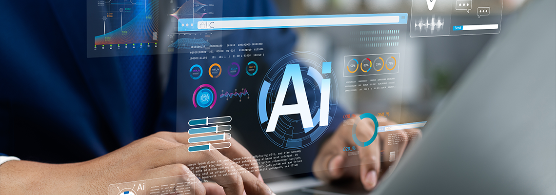 Businessman use artificial intelligence AI technology for enhanced work efficiency