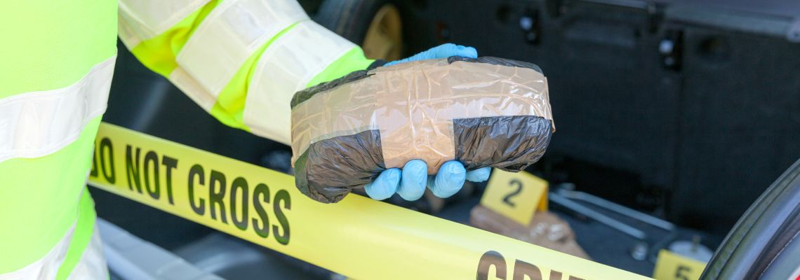 Police holding seized drugs in hand