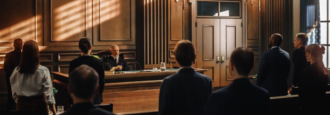 Criminal Trial in courtroom