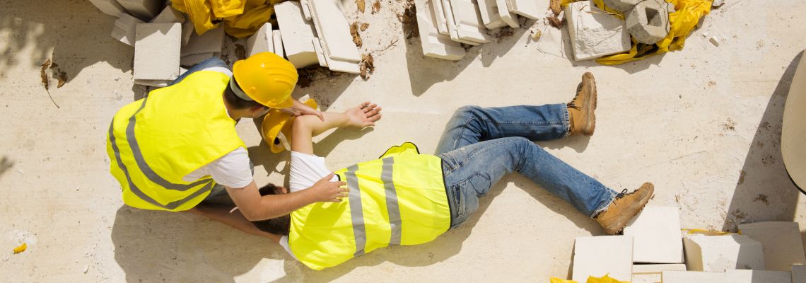Injured worker in construction site