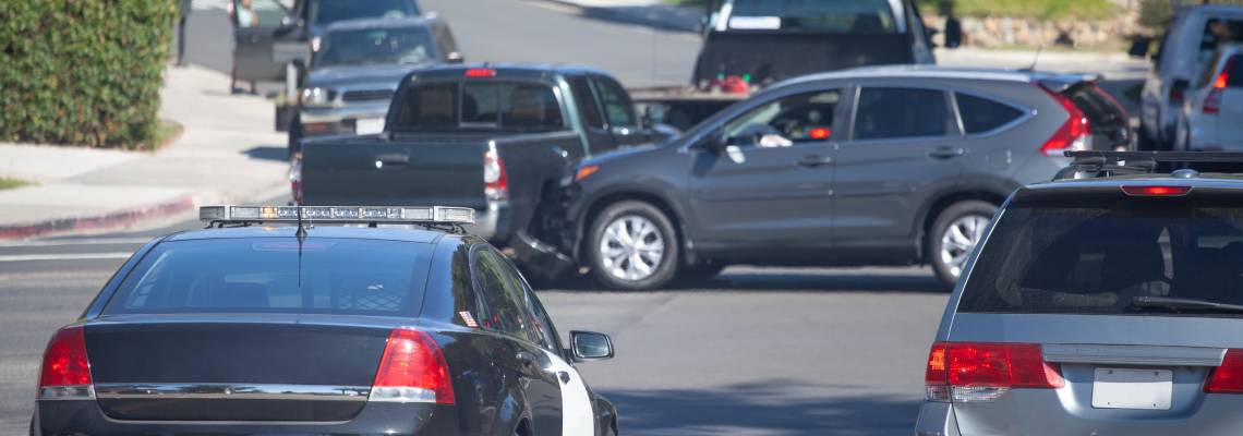 T bone car crash in highway