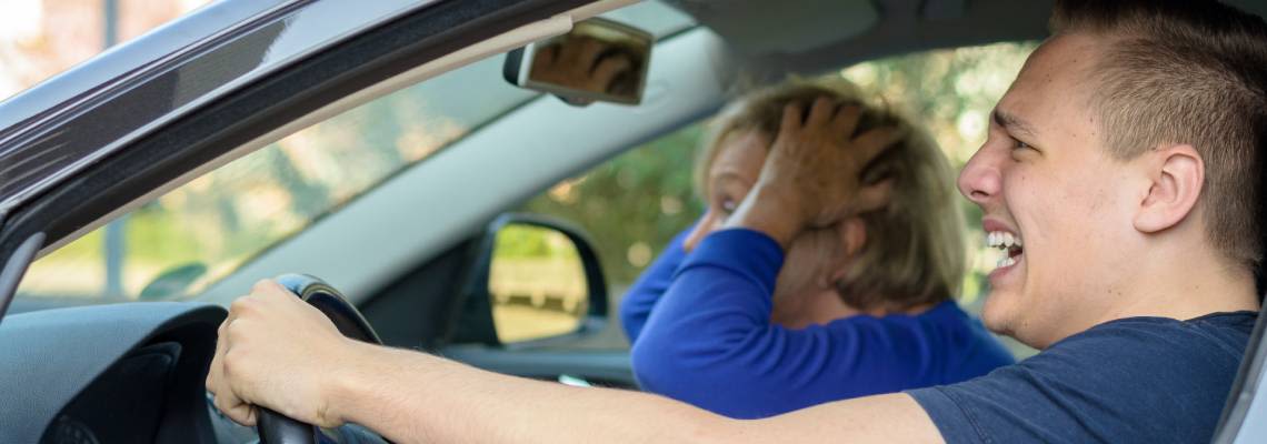 Driver and passenger bracing for accident impact
