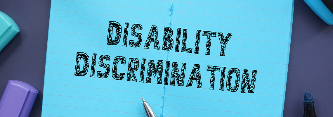 Business concept about Disability Discrimination with phrase on the sheet