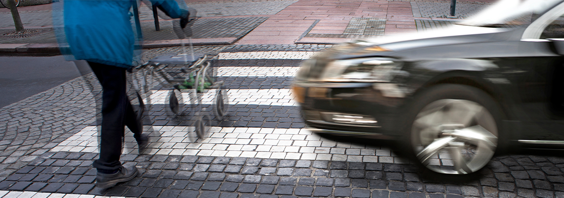 Person in danger at pedestrian crossing
