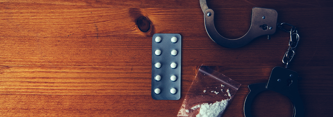 Drug related police arrest concept