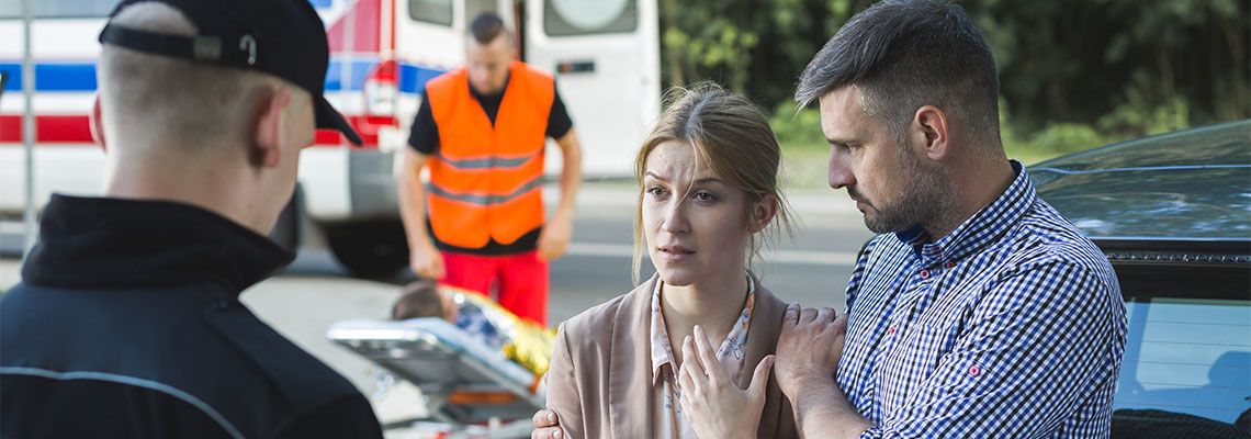 Police asking question to accident witness