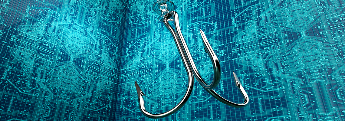 Futuristic data algorithm background with a fishhook