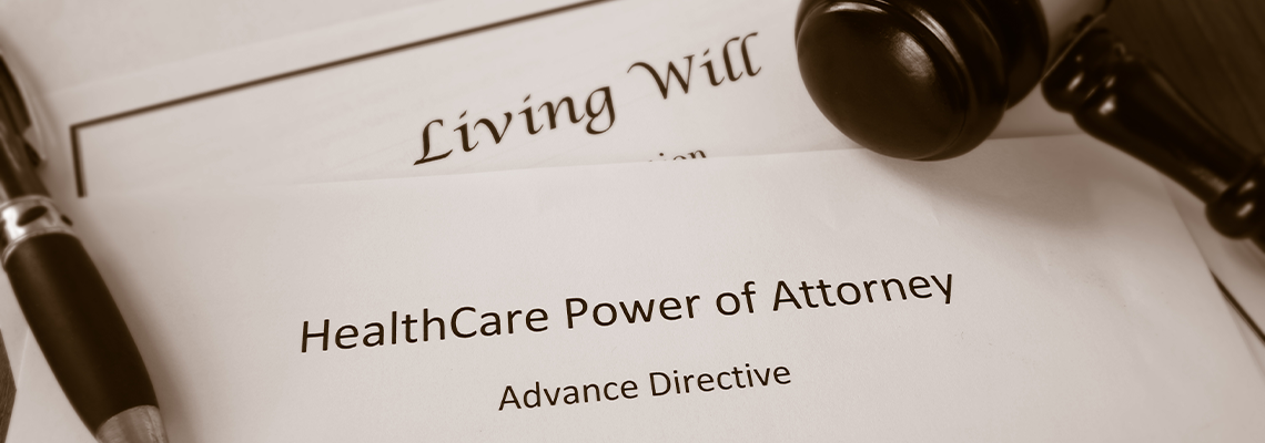 Healthcare Power of Attorney form gavel and pen on a table