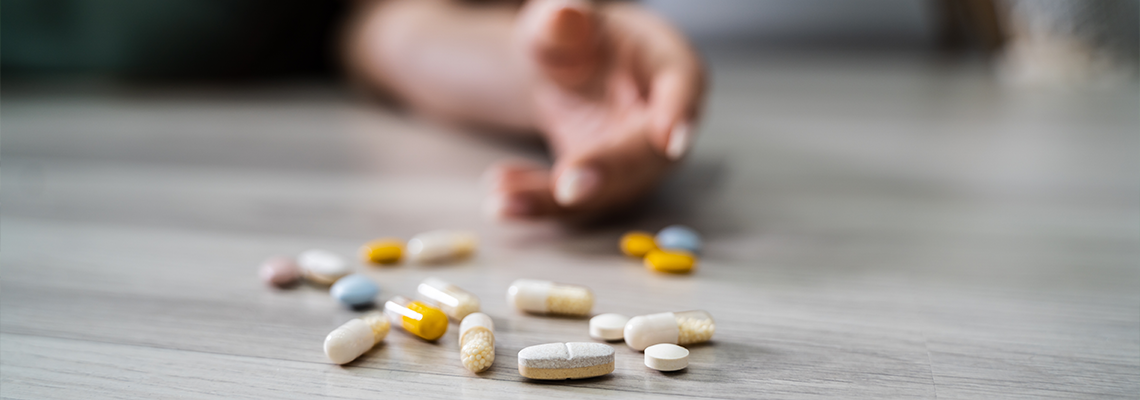 Drug Addicted Woman Reaching For Medication