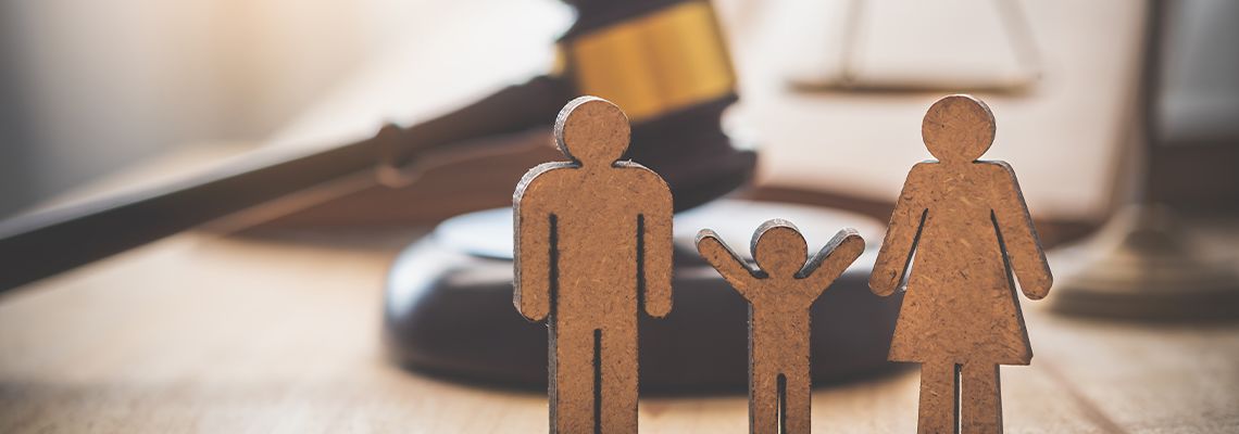Family figures and gavel