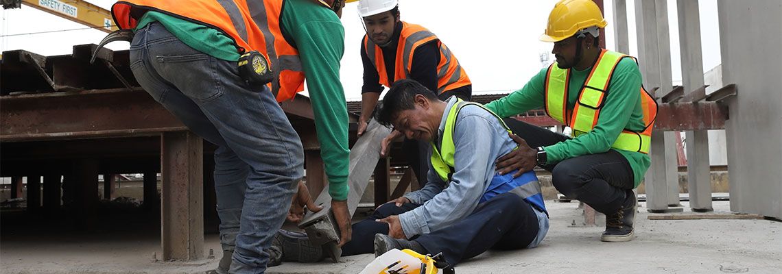 Injured worker at a construction site