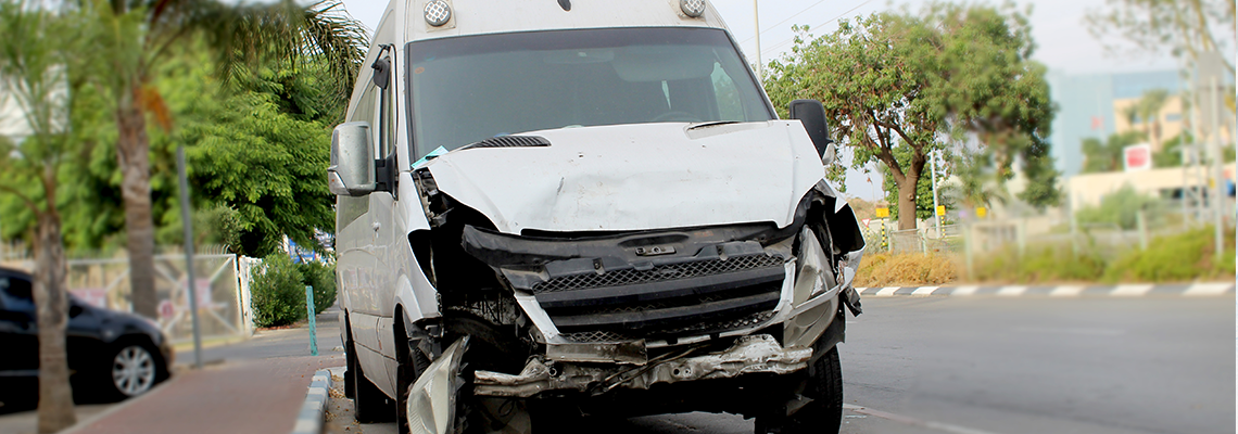 Delivery Truck After a Road Car Accident