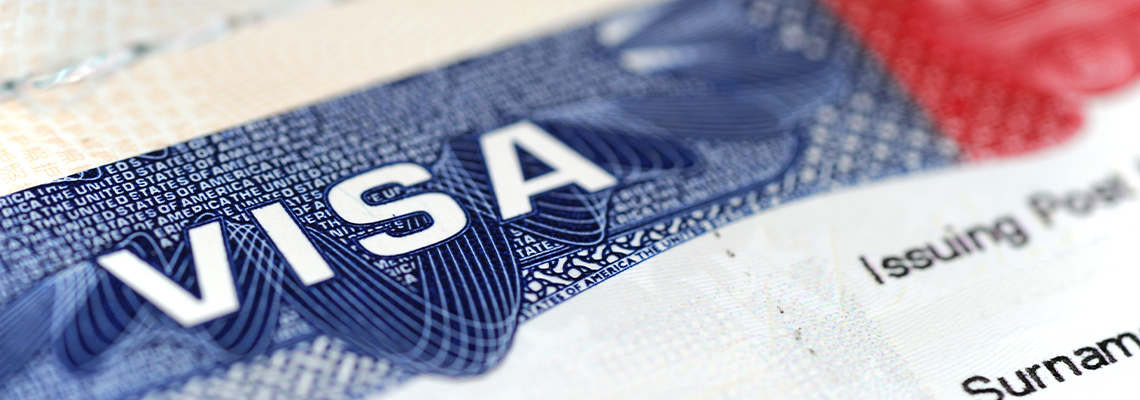 Close up on USA visa on the passport