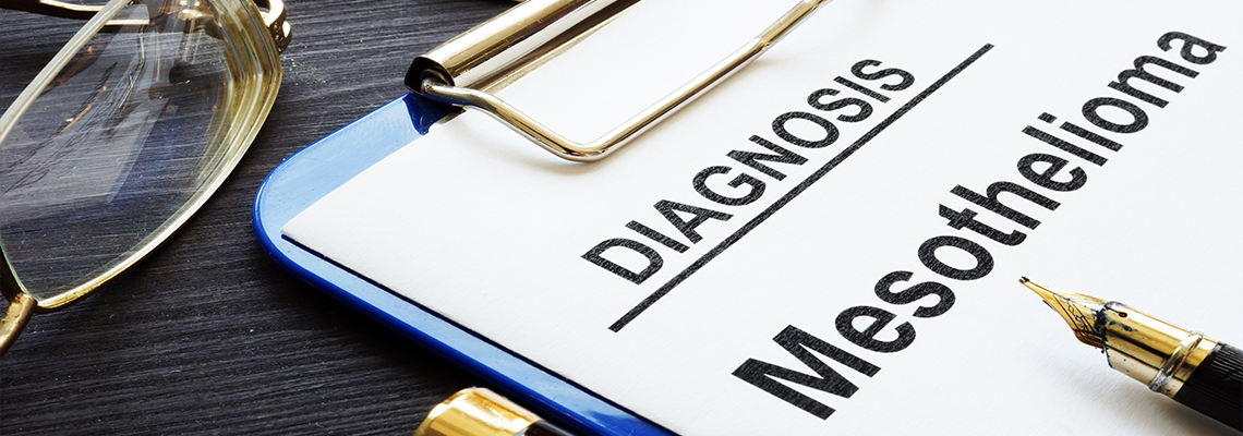 Mesothelioma diagnosis on a clipboard.