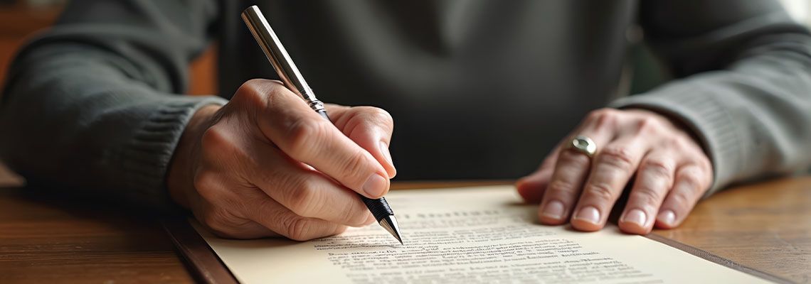 Old man preparing last will