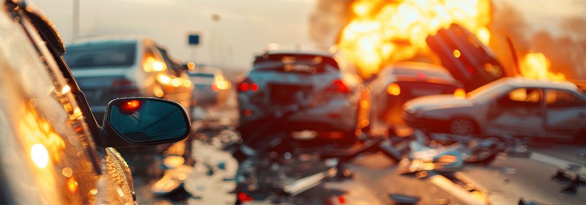 Multi-car accident on a highway