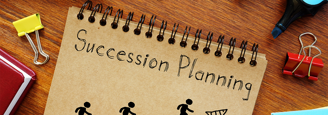 Succession Planning is shown on the business photo using the text