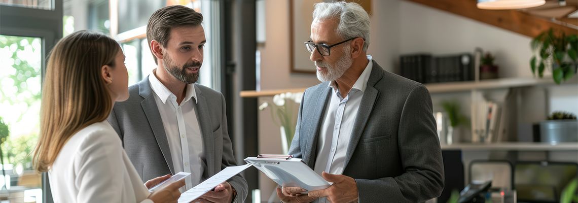 Businessman discussing contract terms with real estate agent
