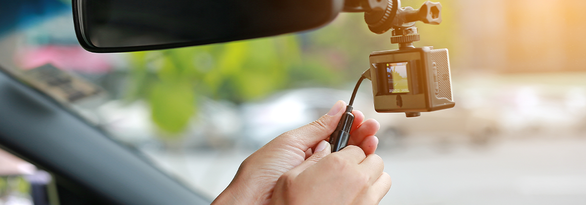 Hands installation front camera car recorder, Car DVR Vehicle.