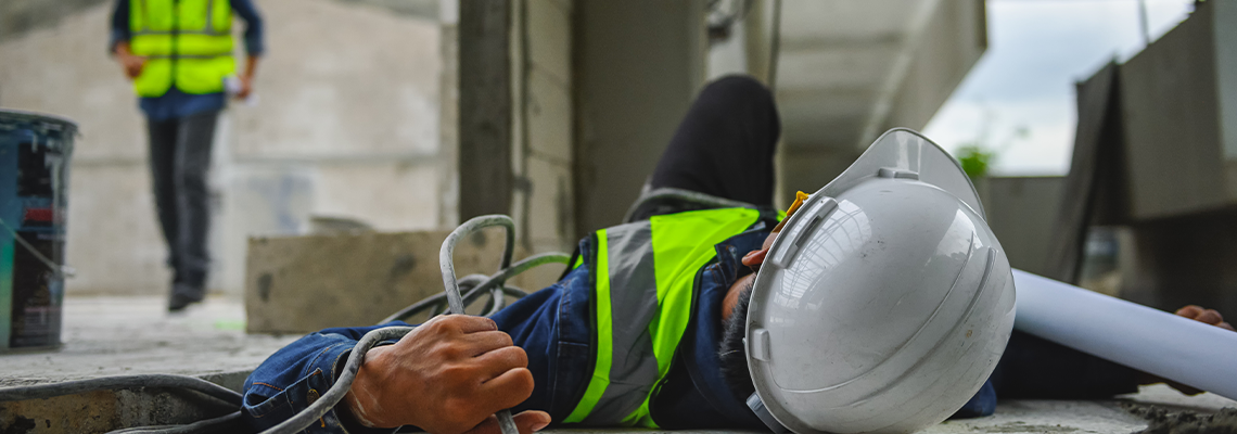 Accident from work of an electrical engineer or maintenance worker lying unconscious
