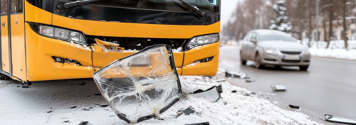 Bus accident on a snowy road