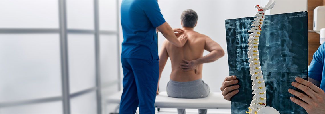 Man getting treated for spinal cord injury
