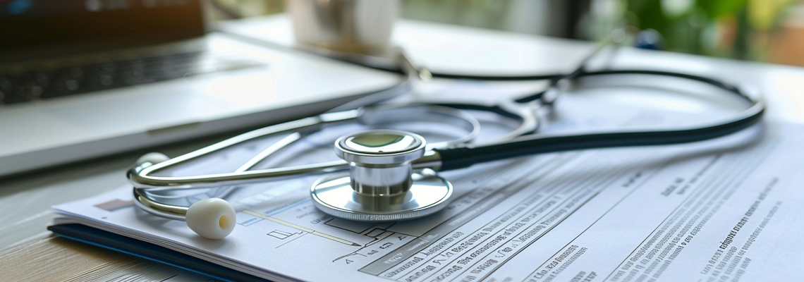 Stethoscope and Medical Documents on Desk