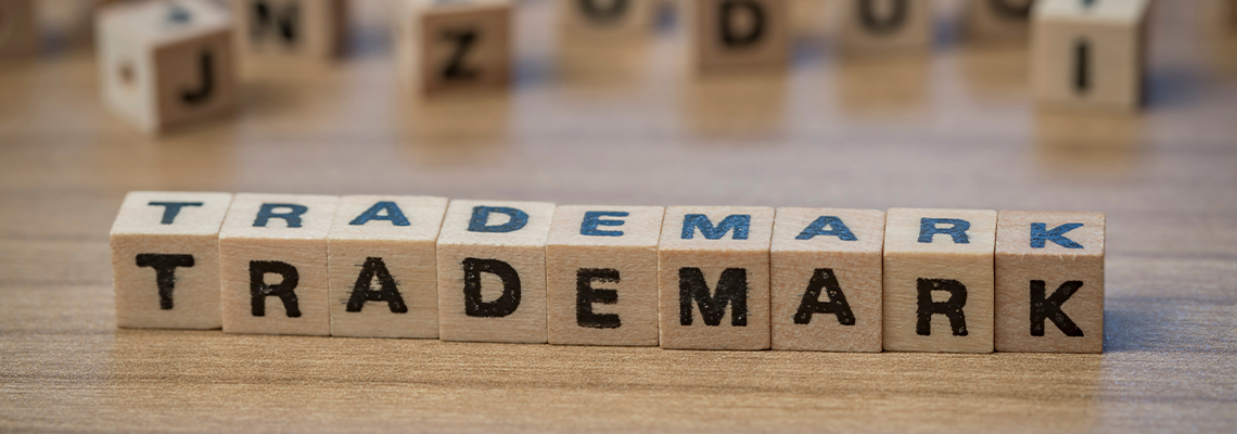 Trademark Written in Wooden Cubes